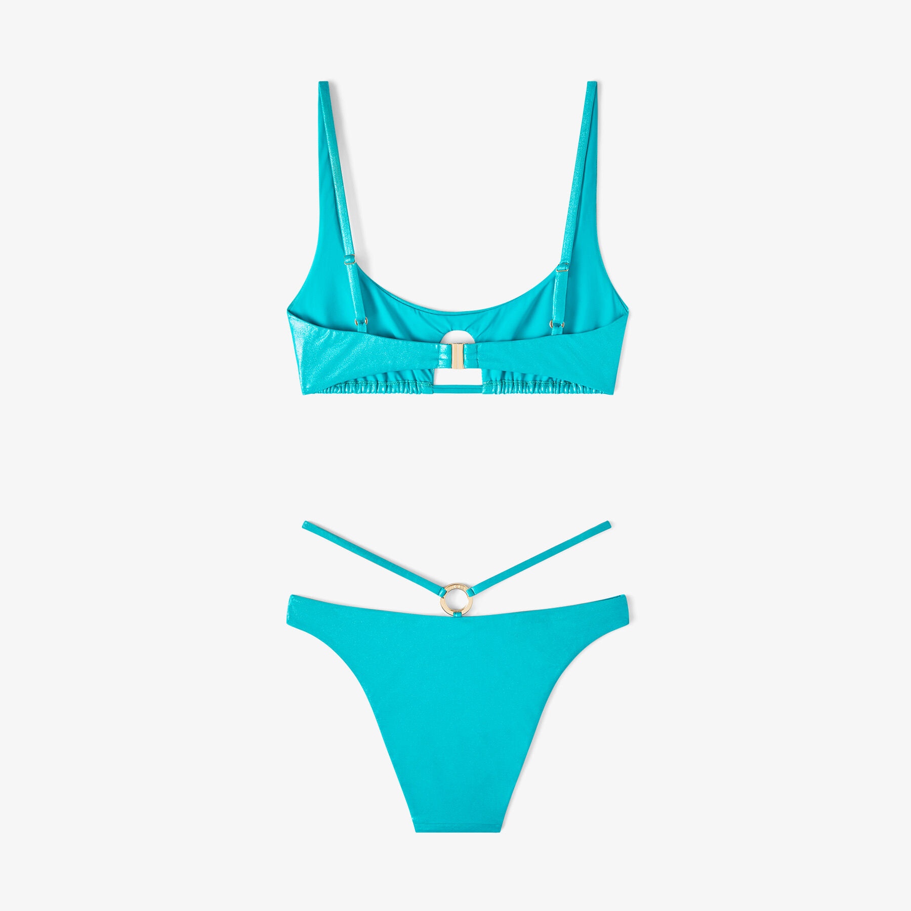 Cassandra
Malibu Metallic Regenerated Nylon and Lyra Cut-Out Bikini Top - 5