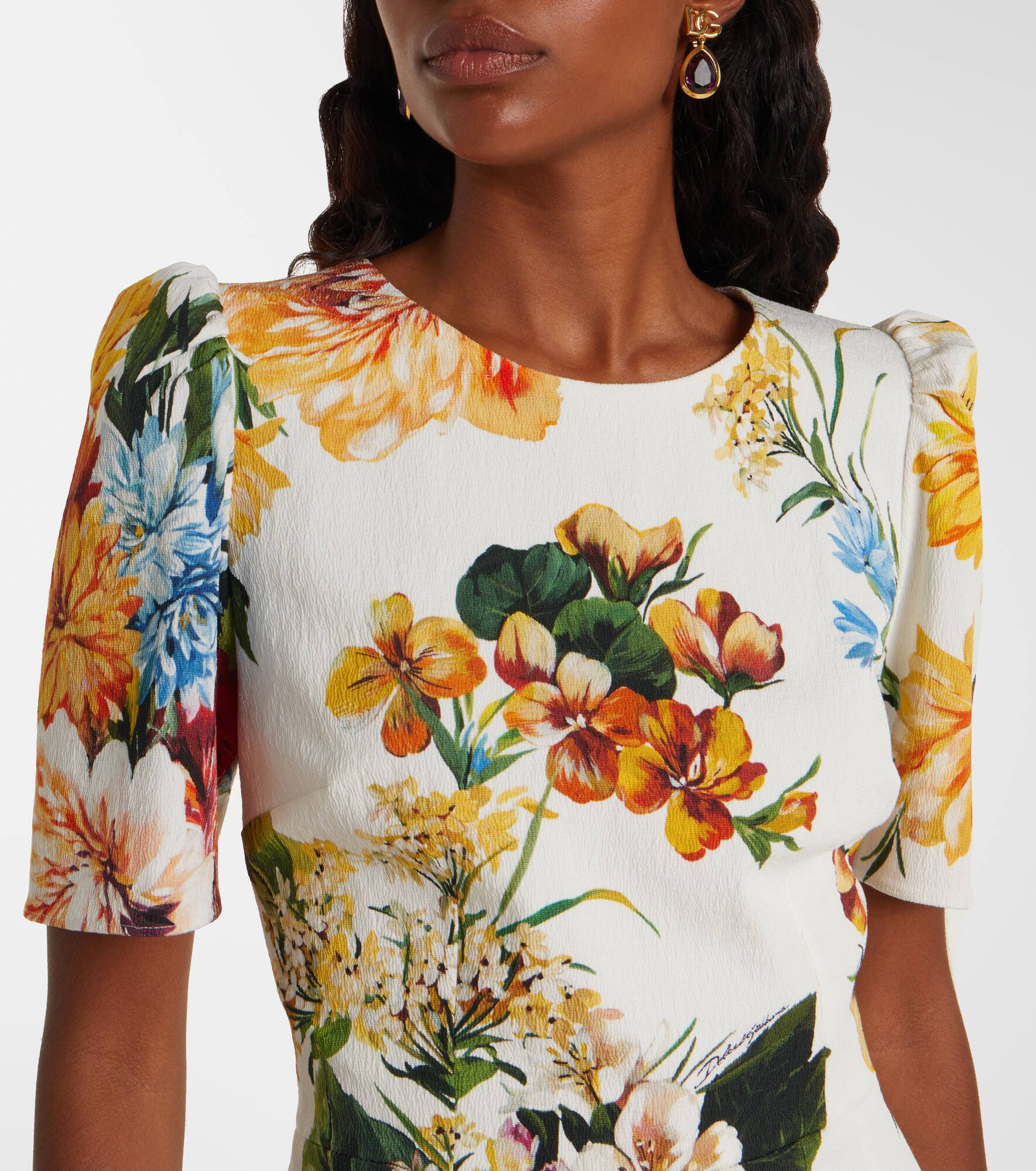 Floral cretonne midi dress - 4