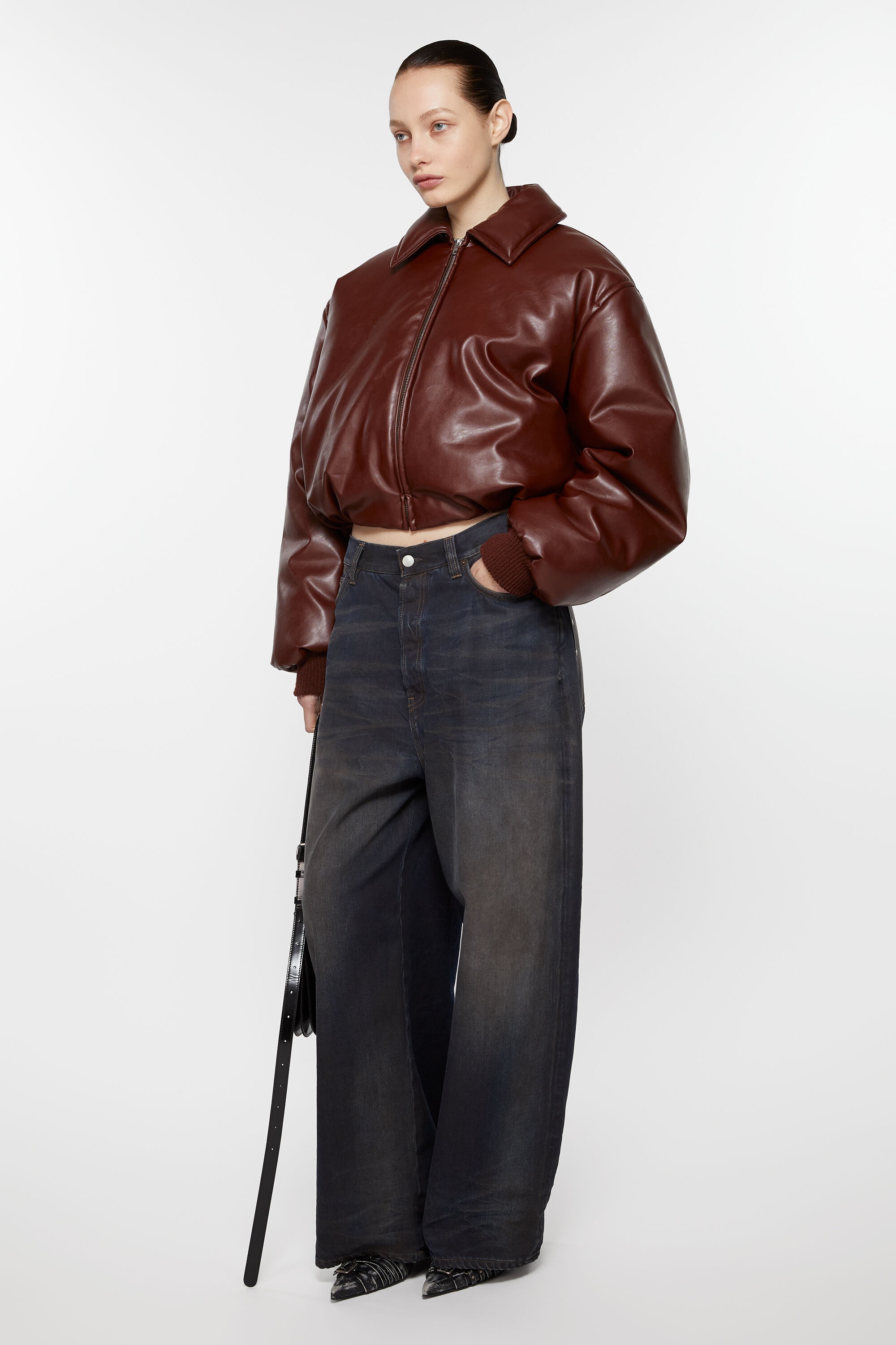 Coated bomber jacket - Dark burgundy - 5