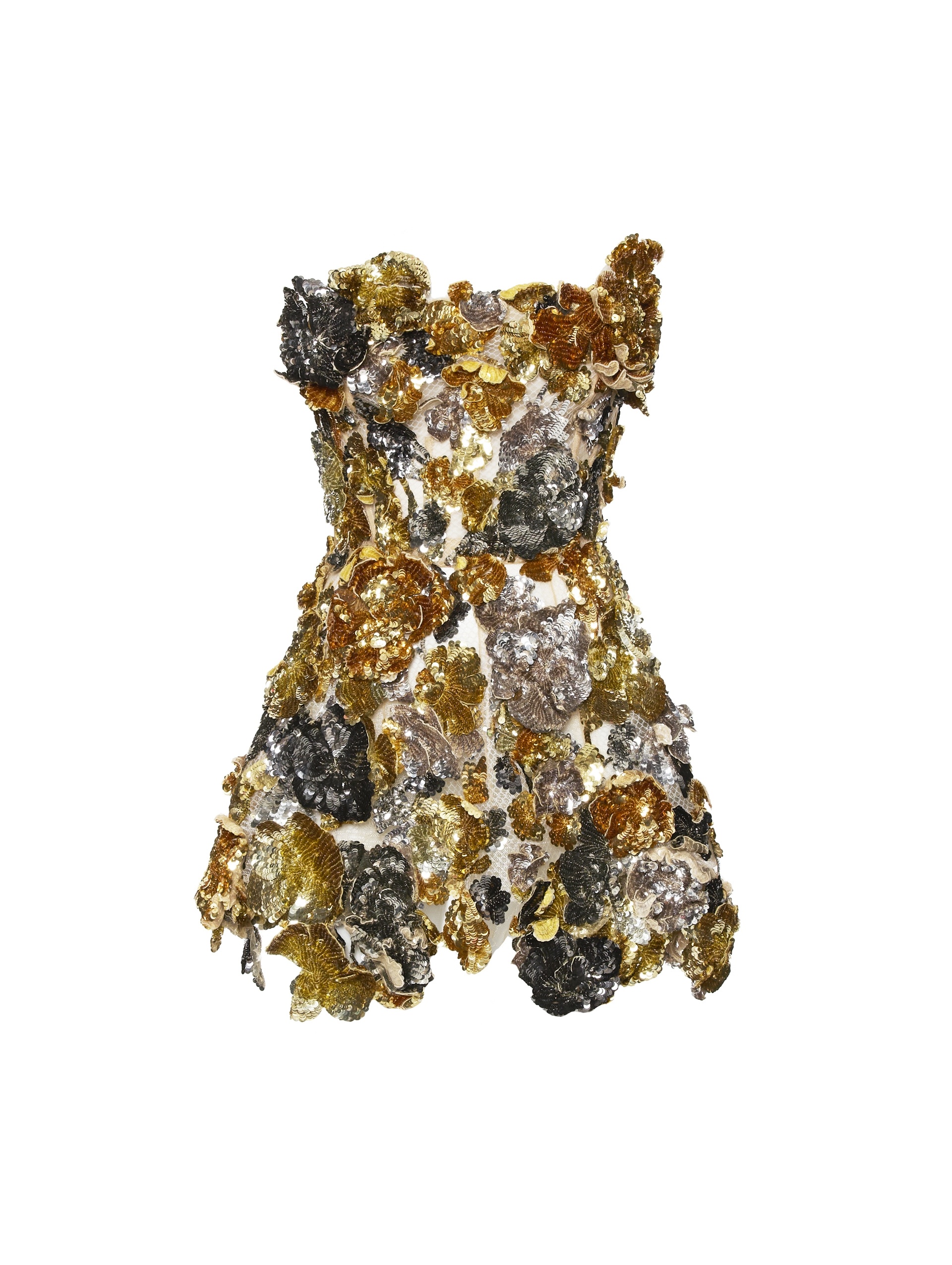 FLORAL SEQUIN EMBROIDERED COCKTAIL DRESS - 1