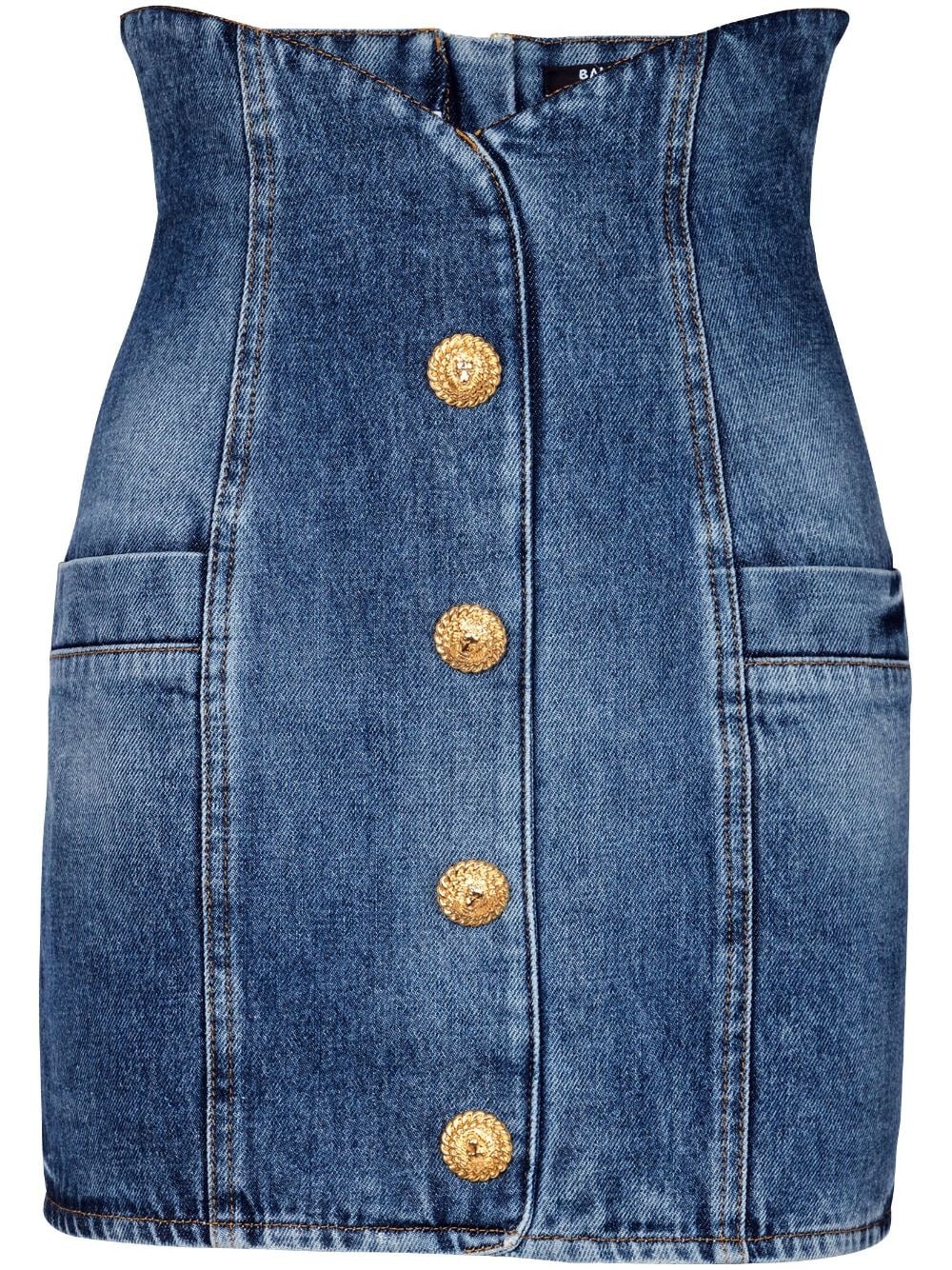 curved-waist denim miniskirt - 1