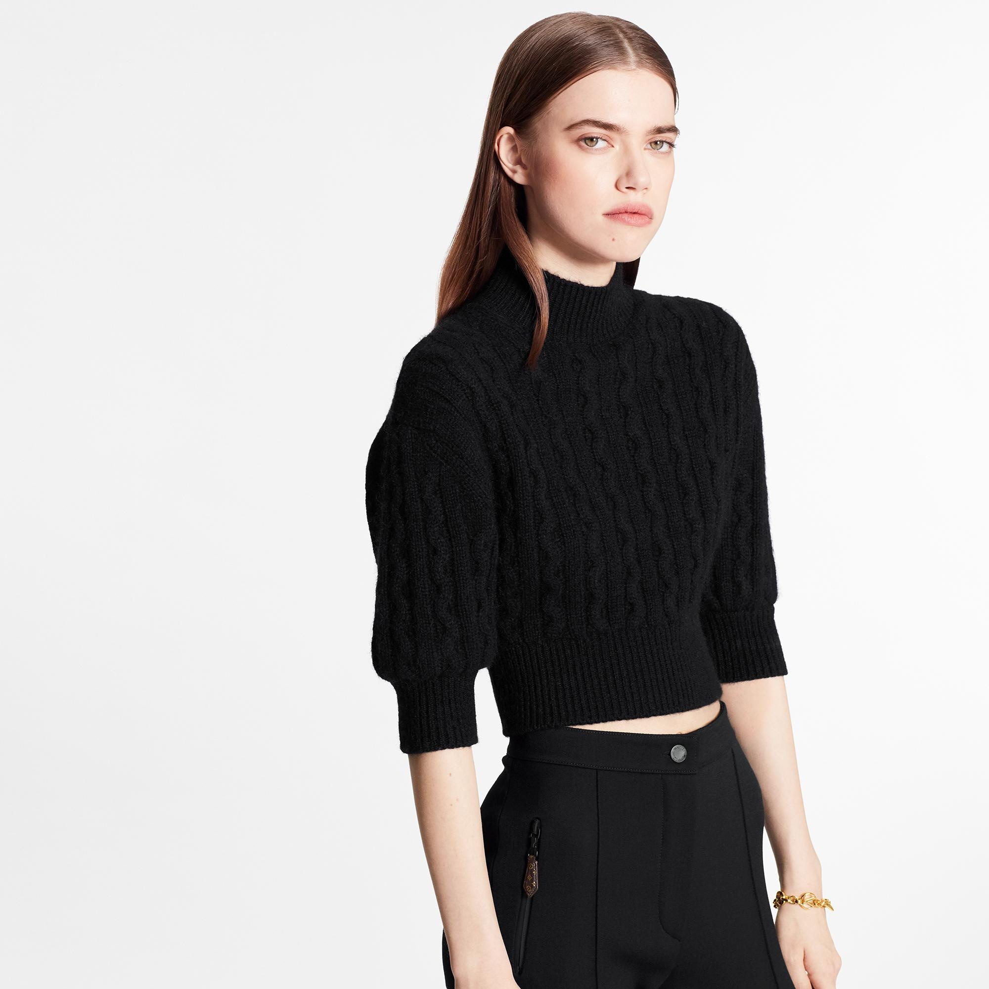 Cropped Cashmere Mock-Neck With Puff Sleeves - 3