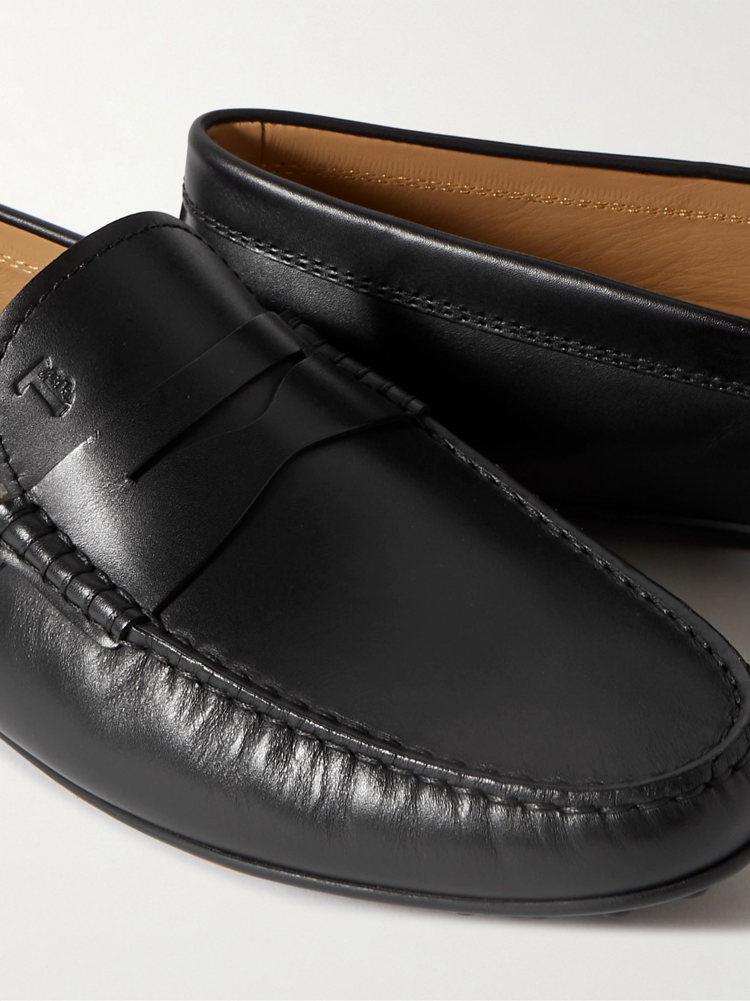 City Gommino Logo-Debossed Leather Driving Shoes Black - 5