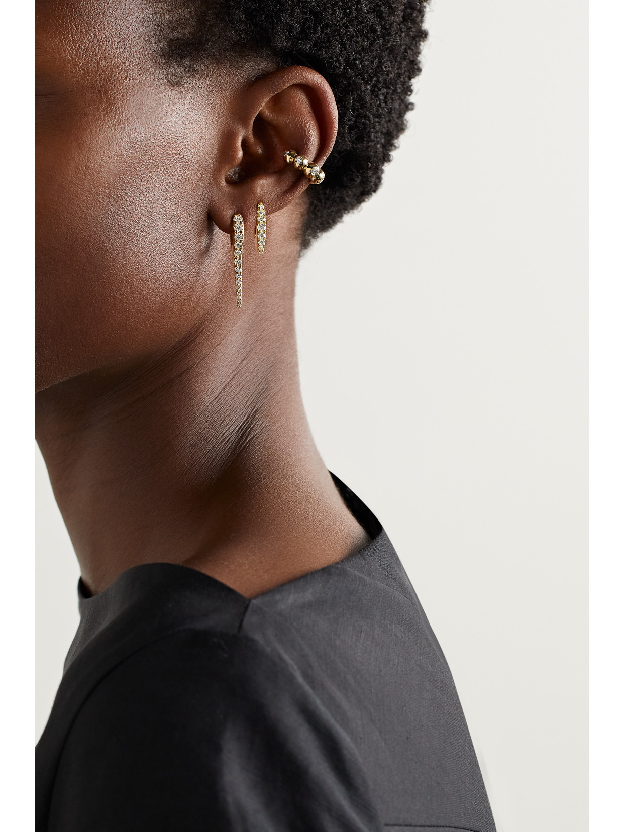 Lulu Small 18-karat Gold Diamond Hoop Earrings - 4