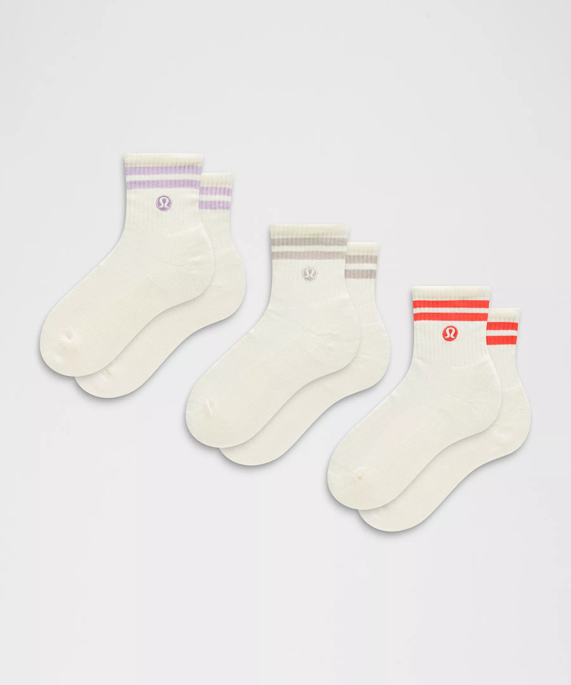 Unisex Daily Essential Quarter Socks 3 Pack *Stripe 1