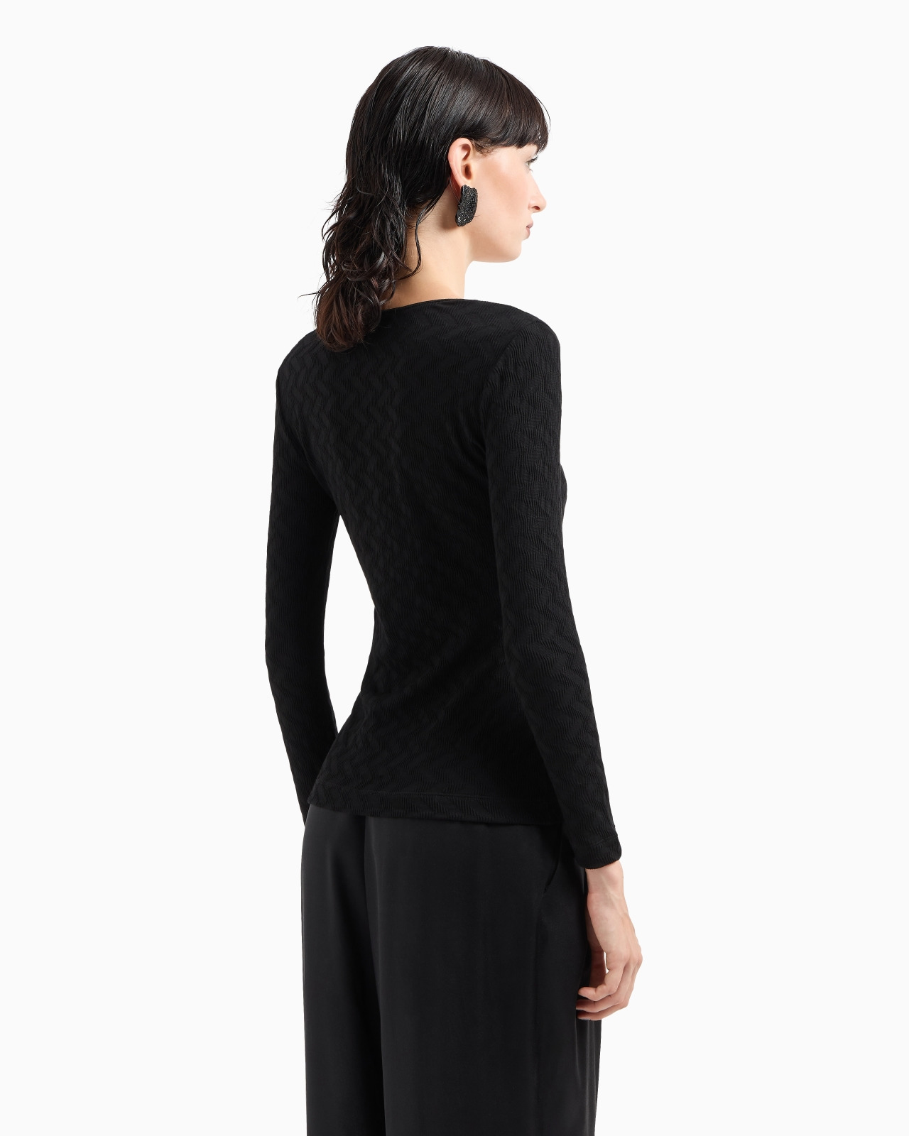 ASV crew-neck jumper in viscose and cashmere jacquard jersey - 3
