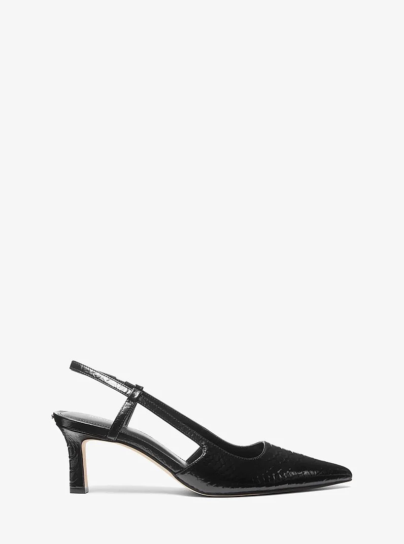 Alora Snake Embossed Leather Slingback Pump - 1