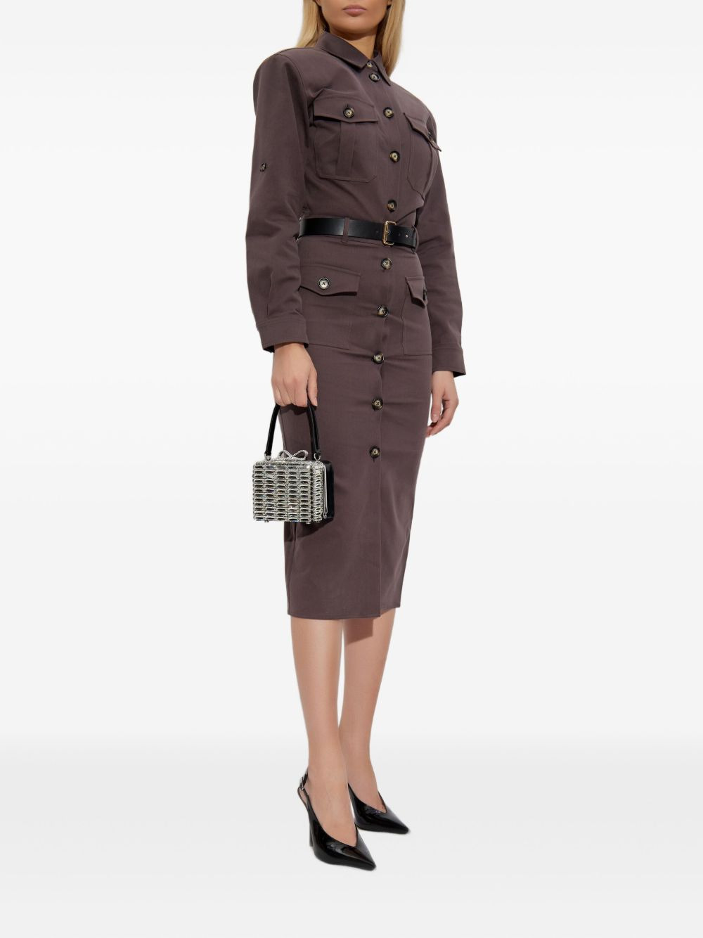 buttoned-up belted dress - 2
