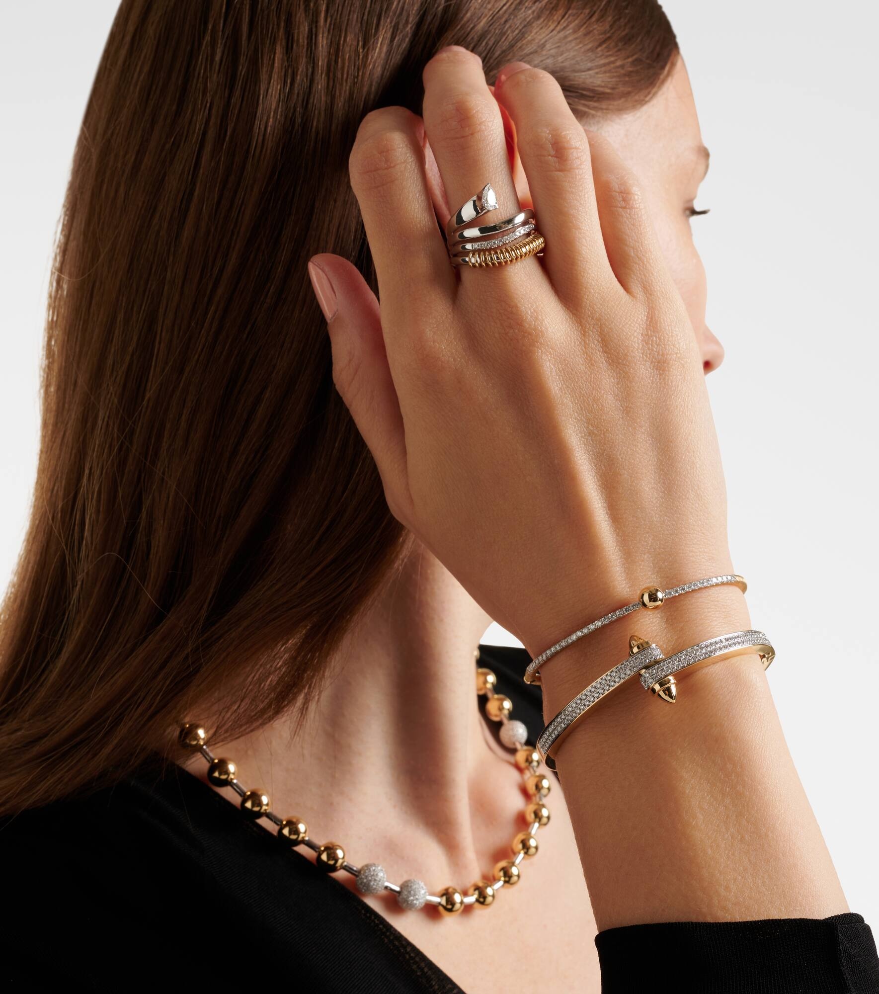 Storm 14kt gold bangle with diamonds - 3