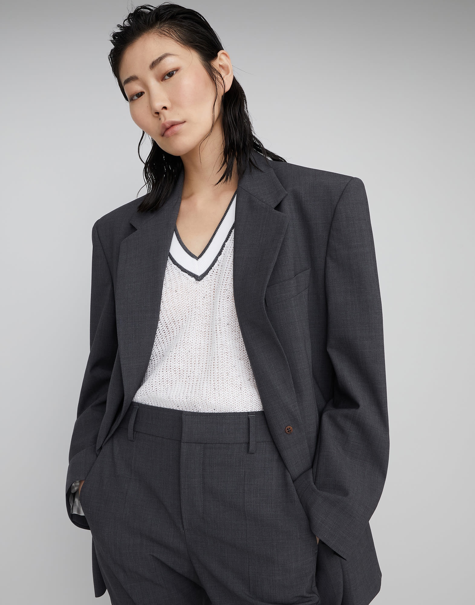 Tropical luxury wool blazer with monili - 4