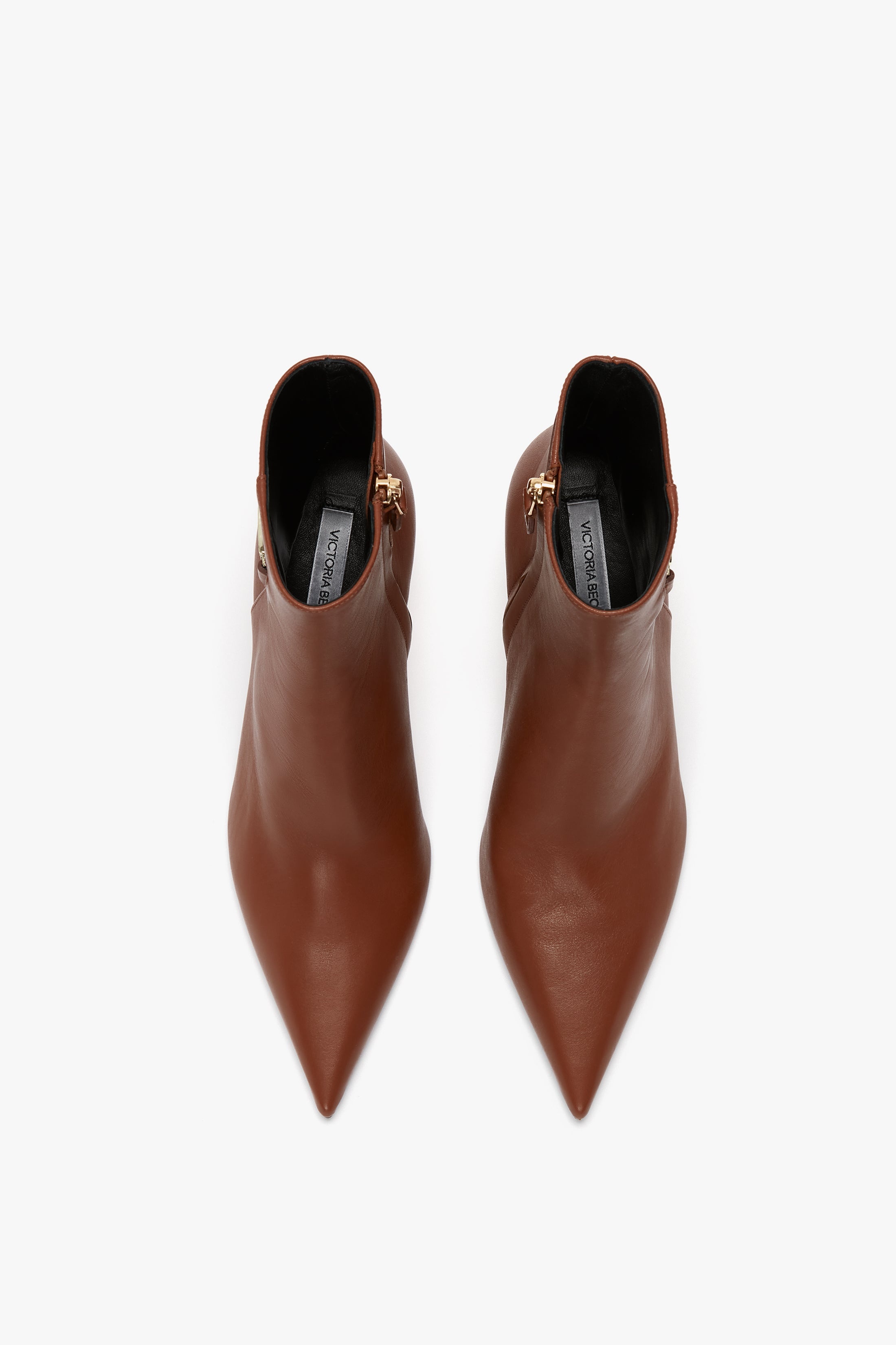 Pointed Toe Half Boot In Tan Leather - 5