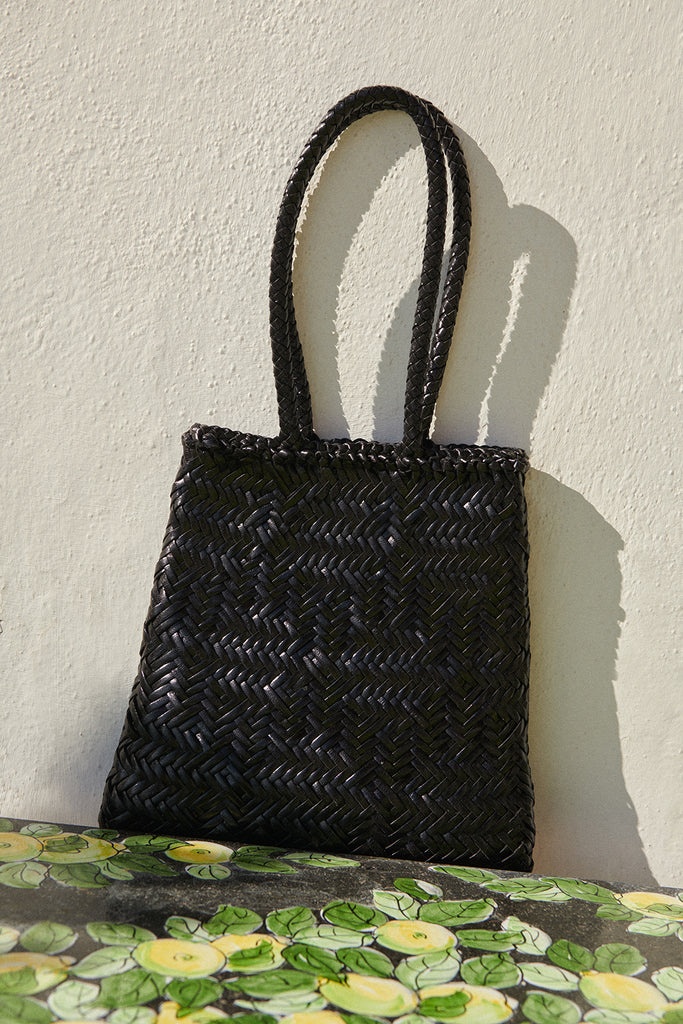 FLAT LEATHER BASKET BLACK - 3