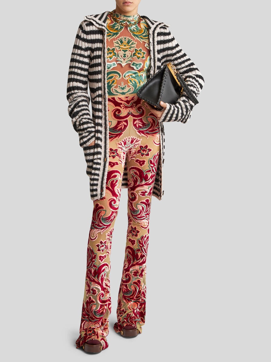 TULLE AND JACQUARD VELVET TROUSERS - 2
