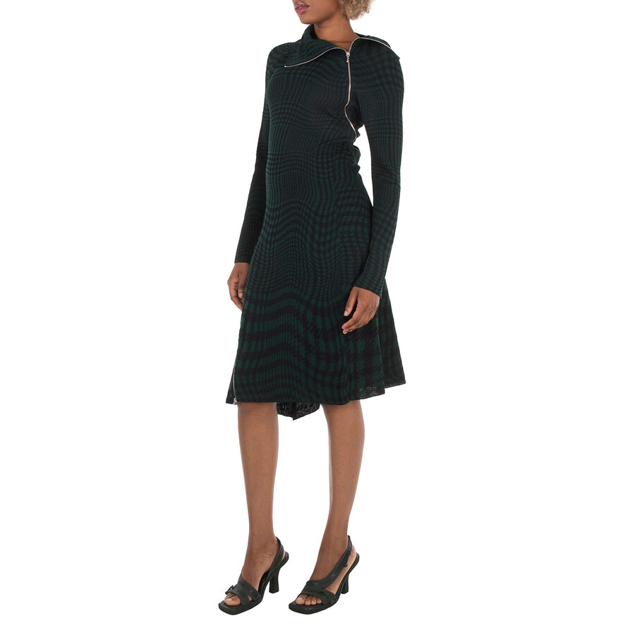 Burberry Warped Houndstooth Wool Blend Dress - 6