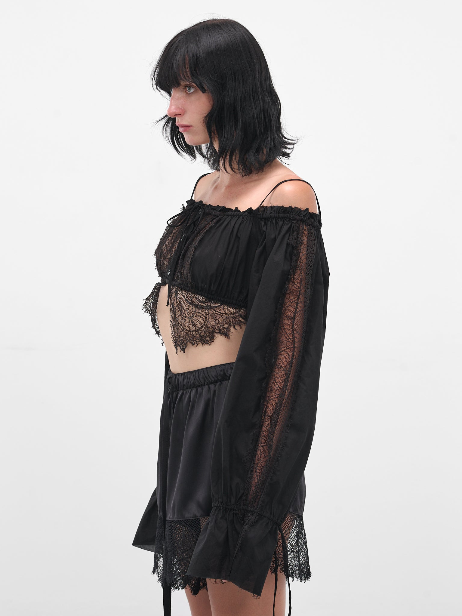 Black Jorunn Lace Crop Top - 2
