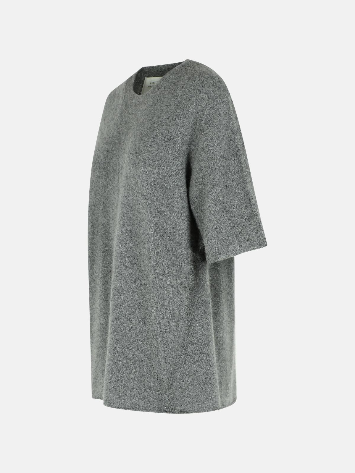 BLACK WOOL BLEND T-SHIRT - 2