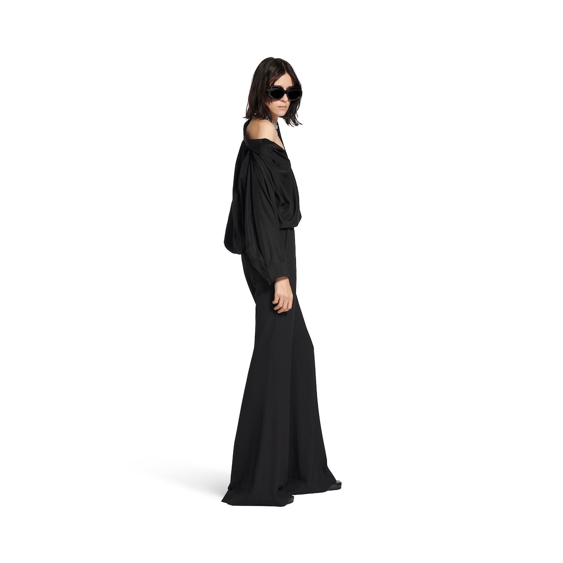 Women's One Shoulder Shirt in Black - 3