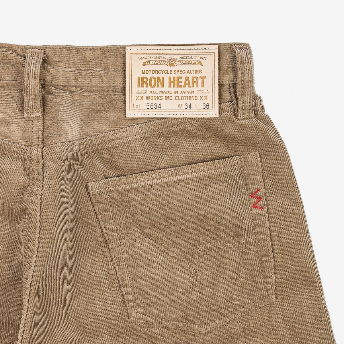 IH-6634-BEI 14oz Heavy Corduroy Straight Cut Pants - Beige - 7