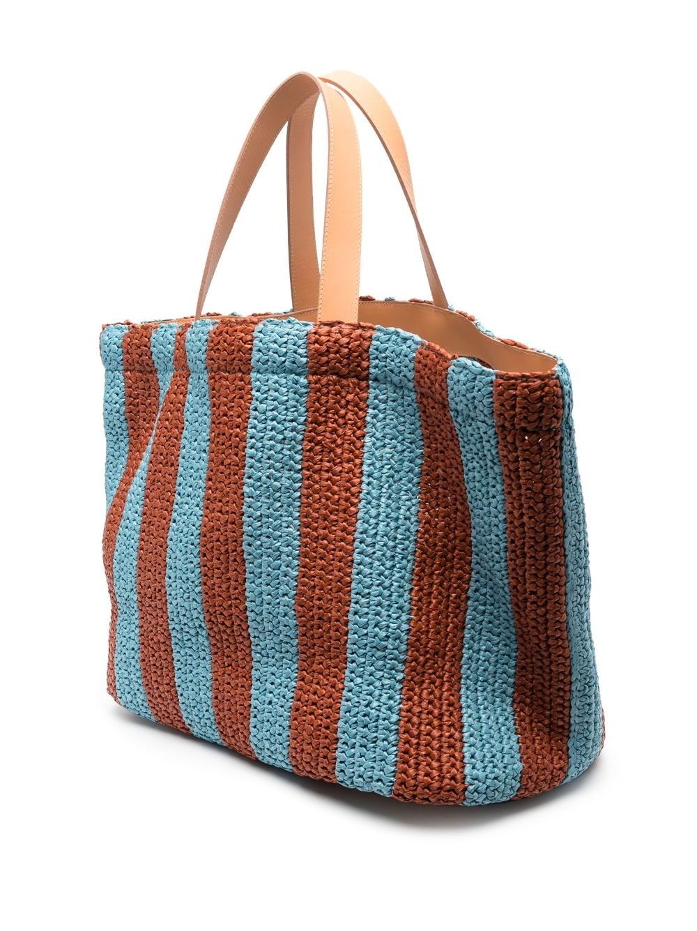 Riviera striped raffia tote bag - 3