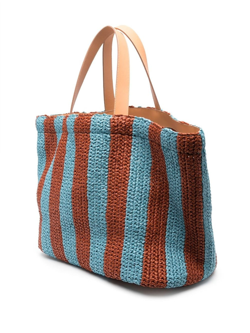 Riviera striped raffia tote bag 3