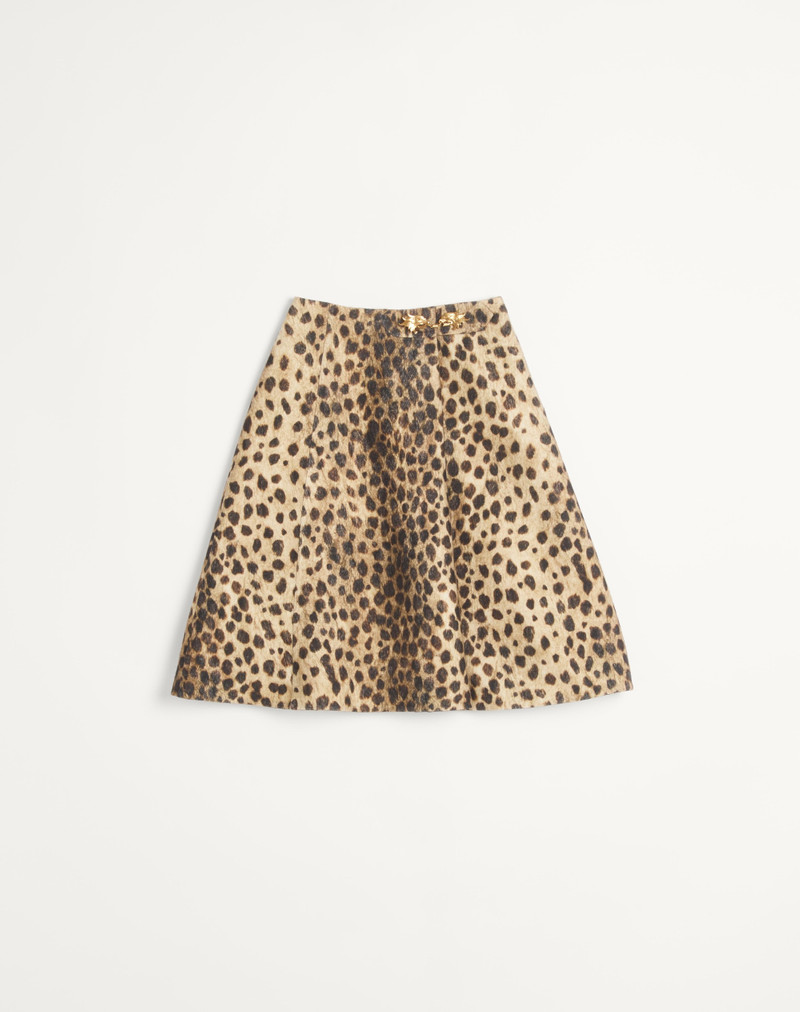 WOOL CLOTH SKIRT IN JAGUAR SPOTS PRINT 1