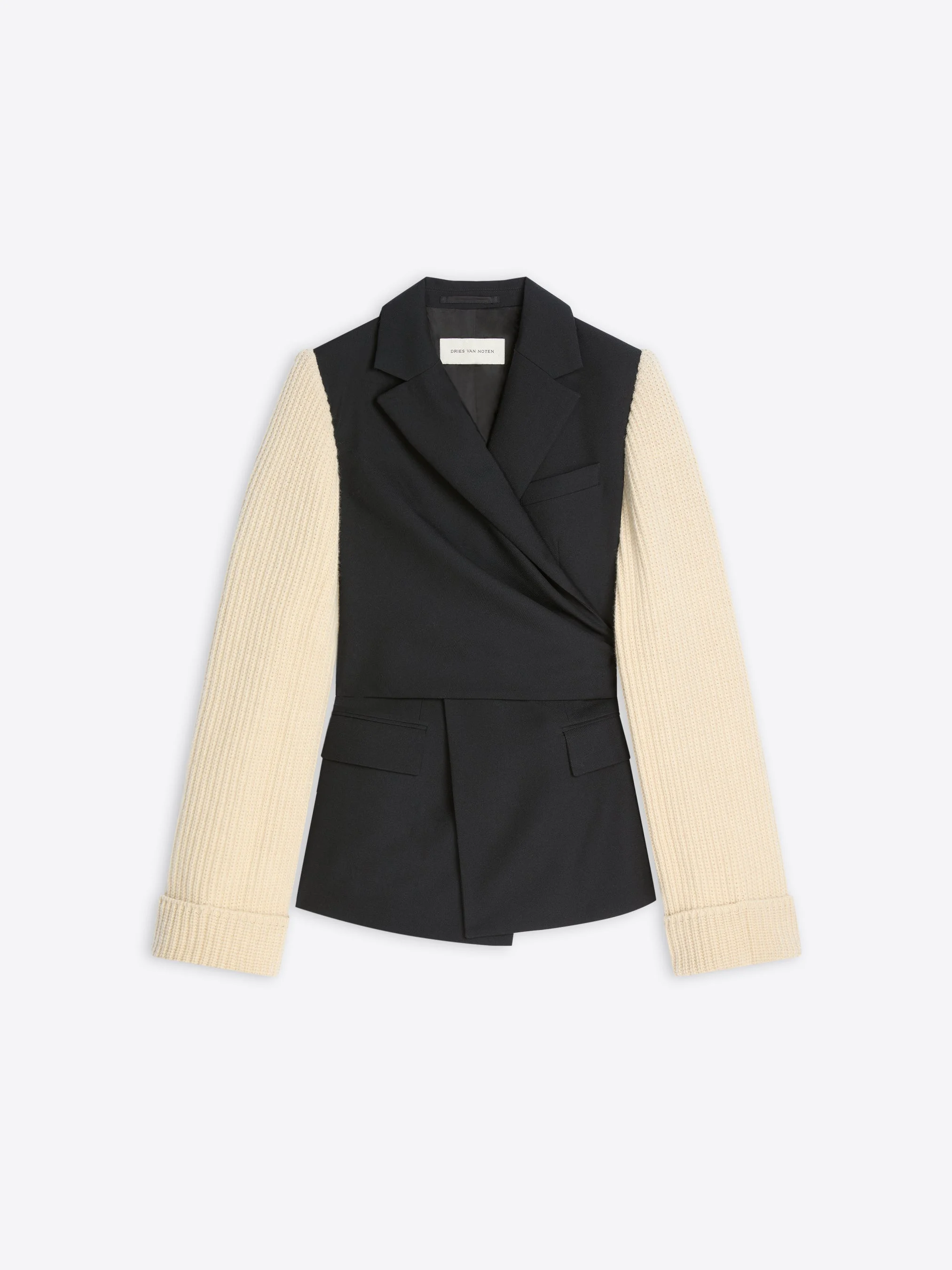 KNITTED SLEEVES WOOL BLAZER - 1