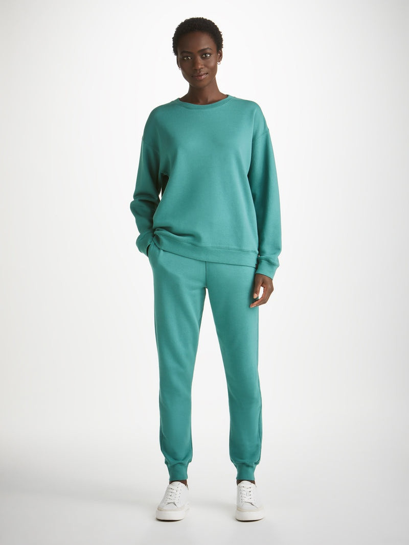 Derek Rose Women's Sweatpants Quinn Cotton Modal Stretch Teal outlook