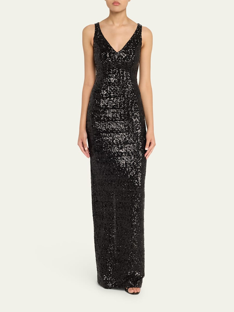 MICHAEL KORS COLLECTION Sequined Portrait-Neck Sleeveless Gown outlook