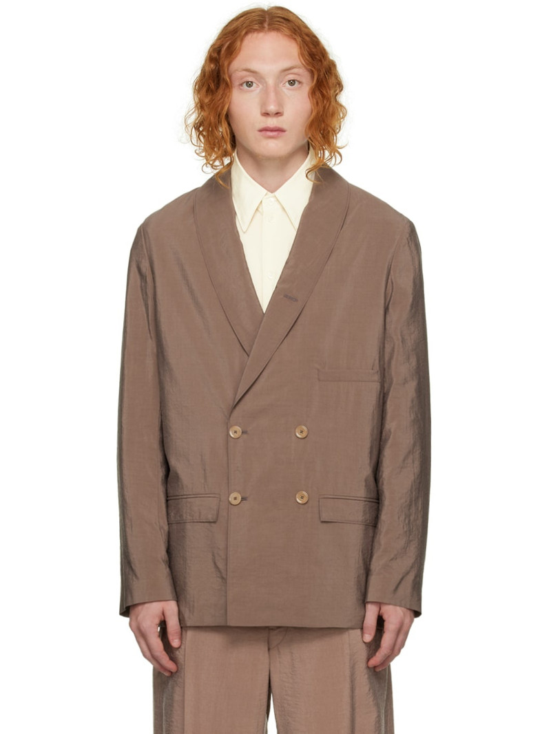 Brown Belted Double-Breasted Blazer 1