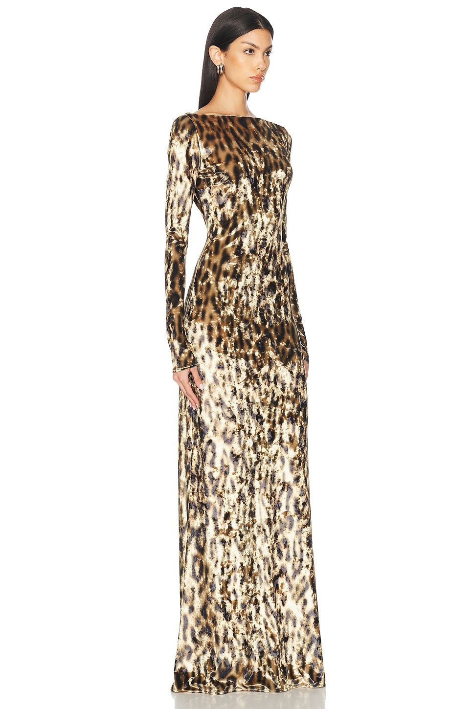 Velvet Leopard Boatneck Gown - 2