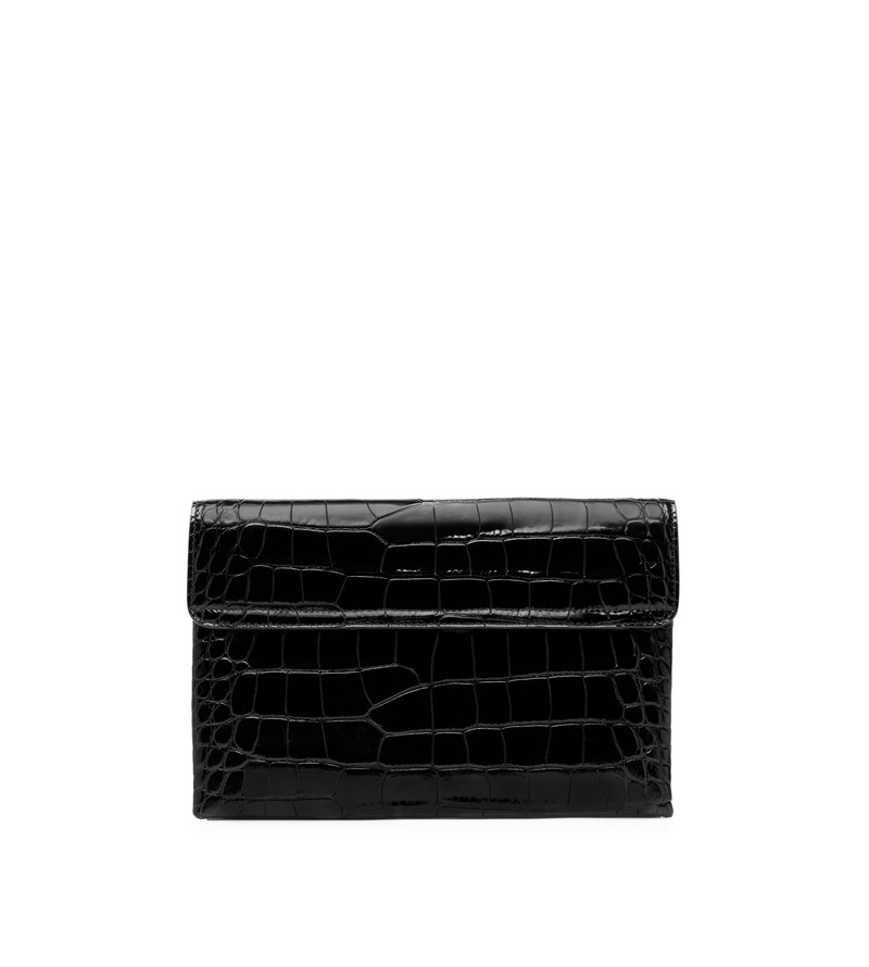 STAMPED CROCODILE LEATHER MONARCH MEDIUM SHOULDER BAG 3