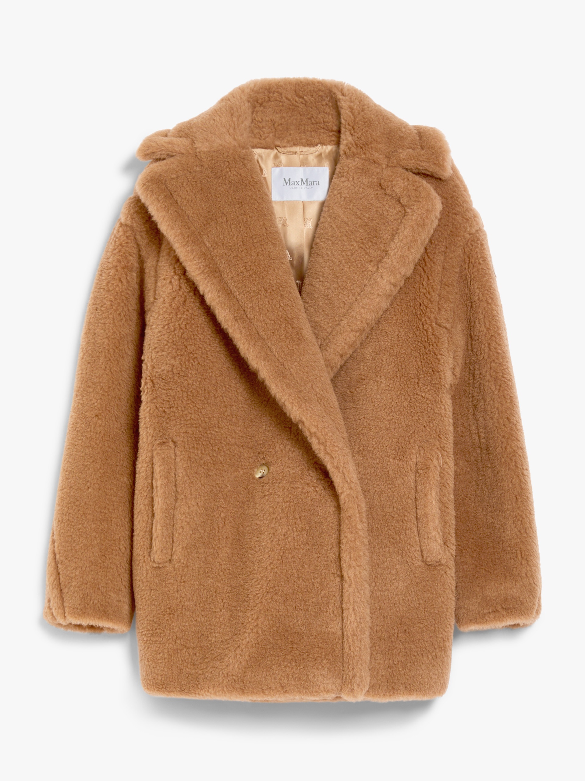 Max Mara DRAMMA Short Teddy Bear Icon Coat in alpaca and wool | REVERSIBLE