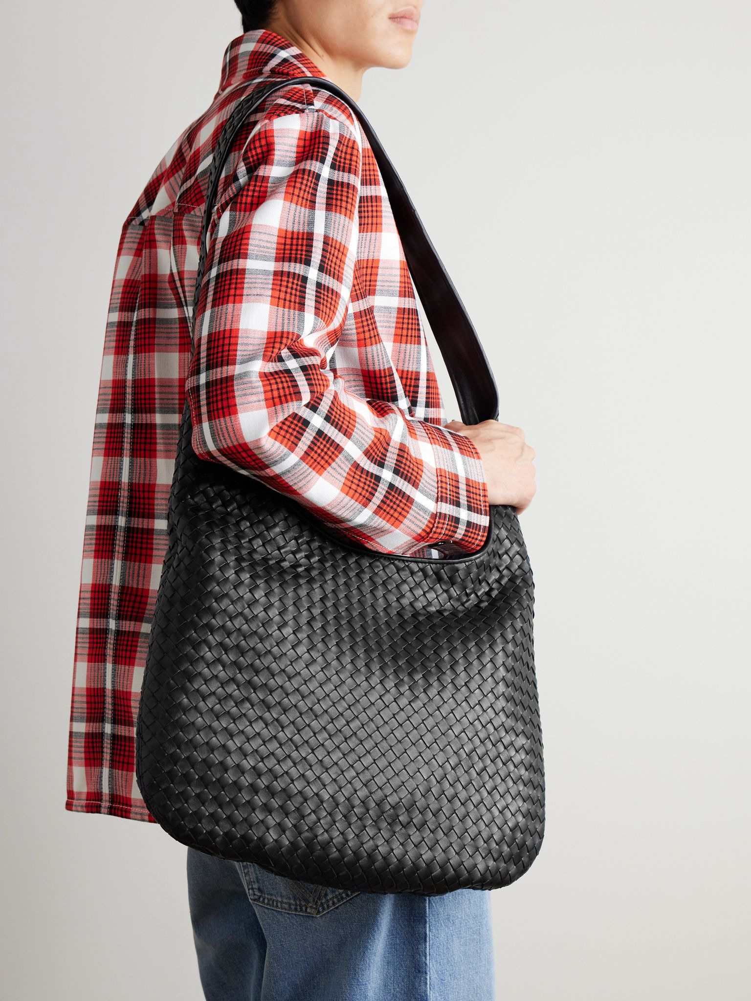 Intrecciato Leather Tote Bag Black - 2