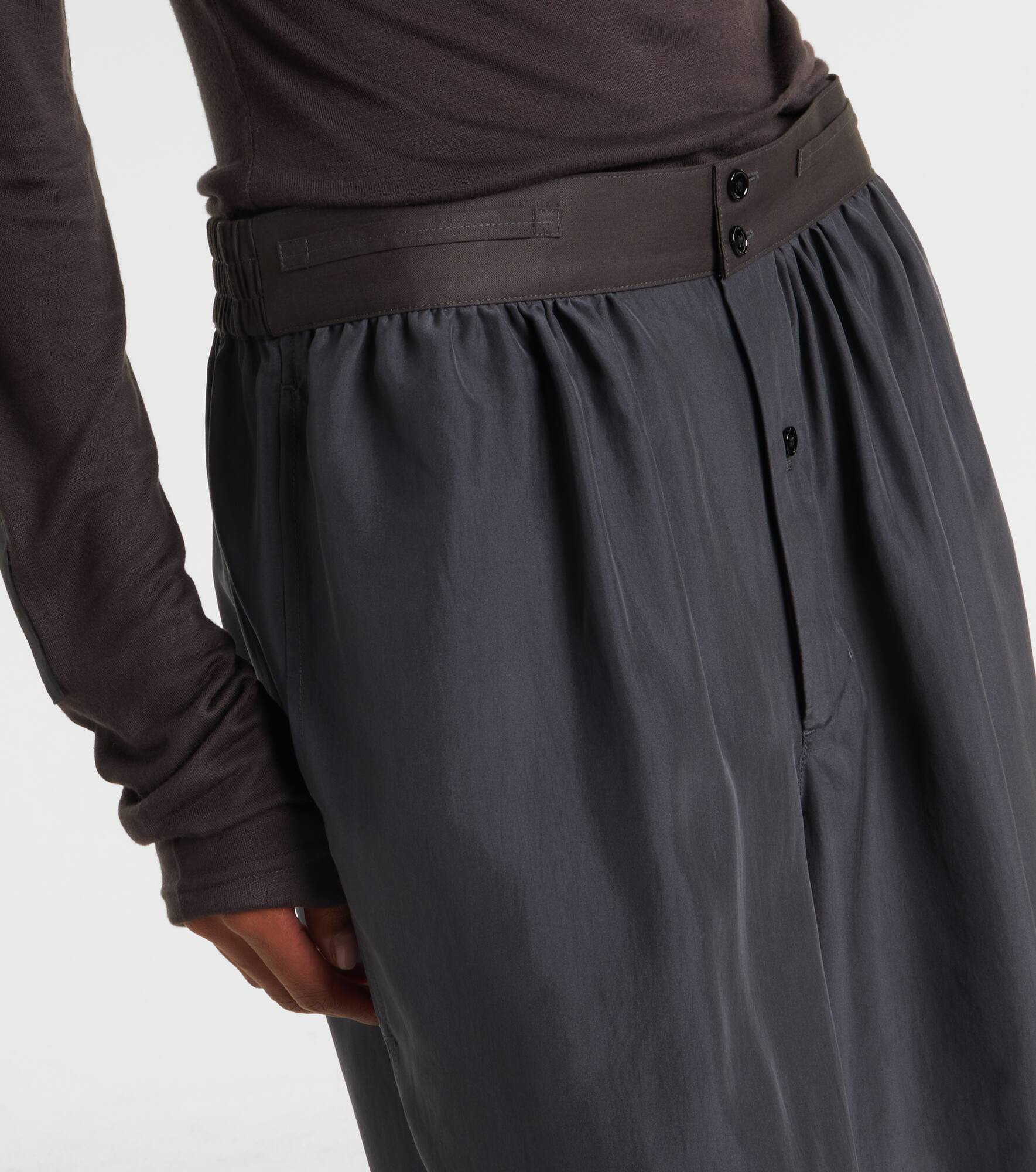 High-rise silk pongee Bermuda shorts - 4