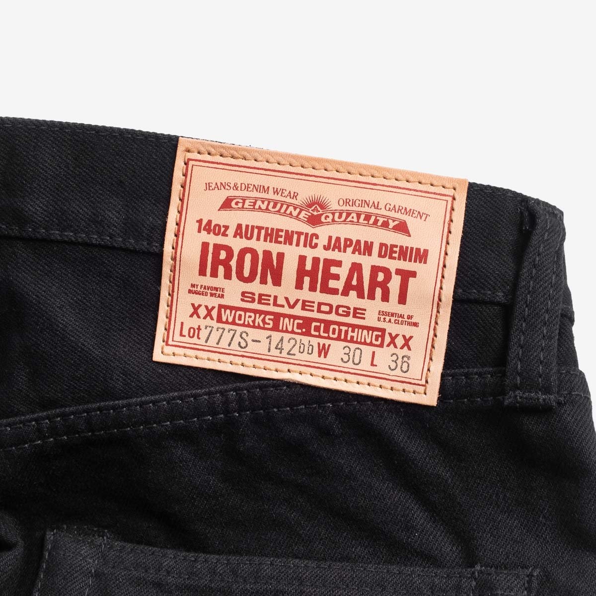 IH-777S-142bb 14oz Selvedge Denim Slim Tapered Cut Jeans - Black/Black - 9