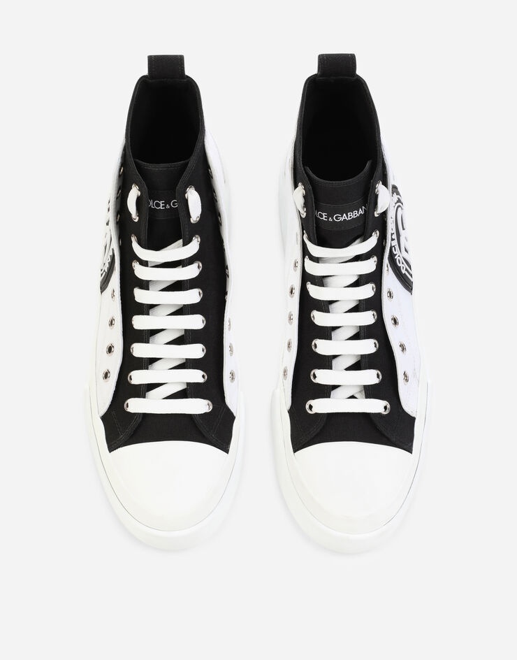 Two-tone canvas Portofino Light mid-top sneakers with DG logo - 4