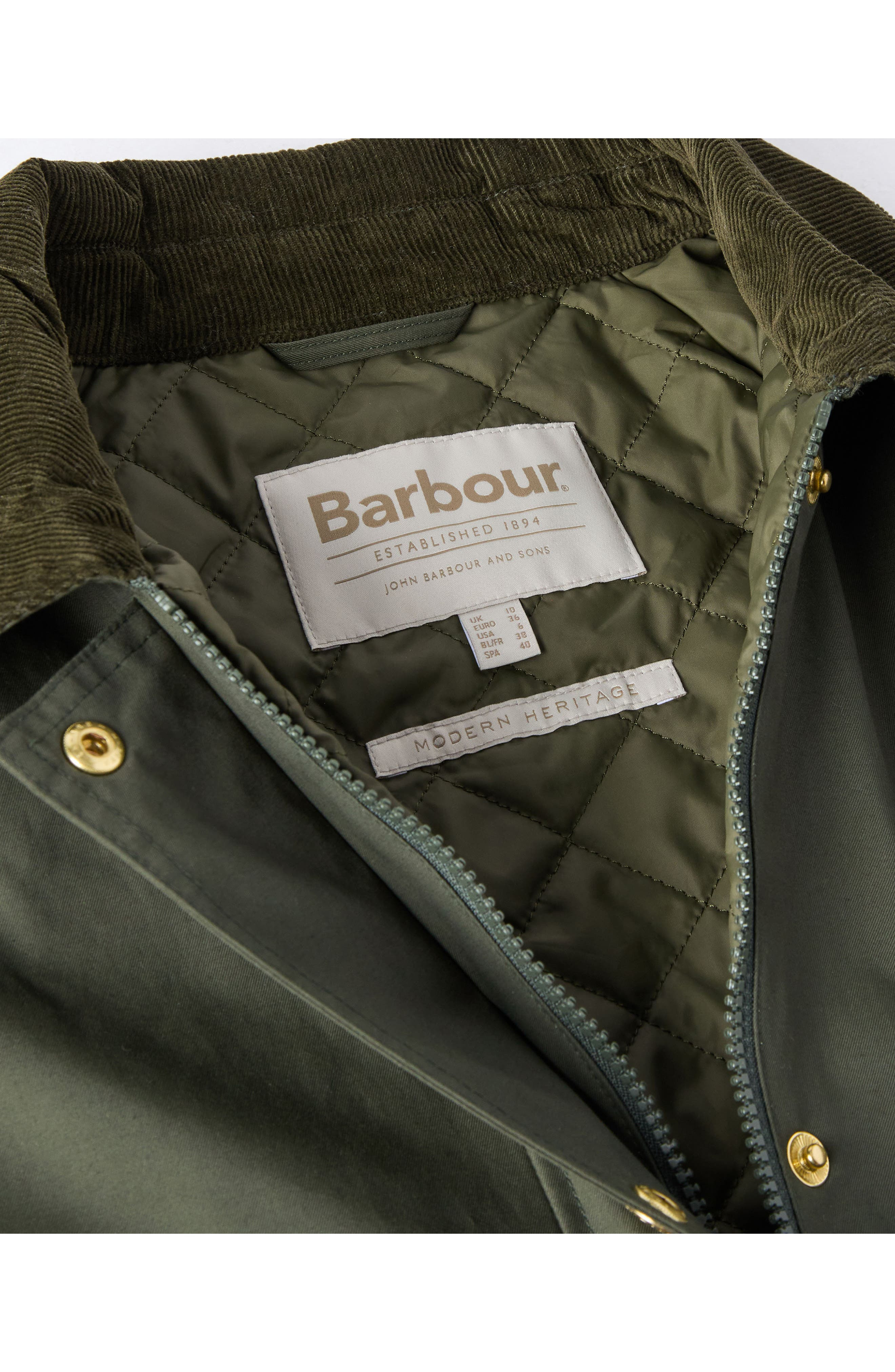 Barbour Phoebe Crop Jacket in Olive Brown at Nordstrom - 8