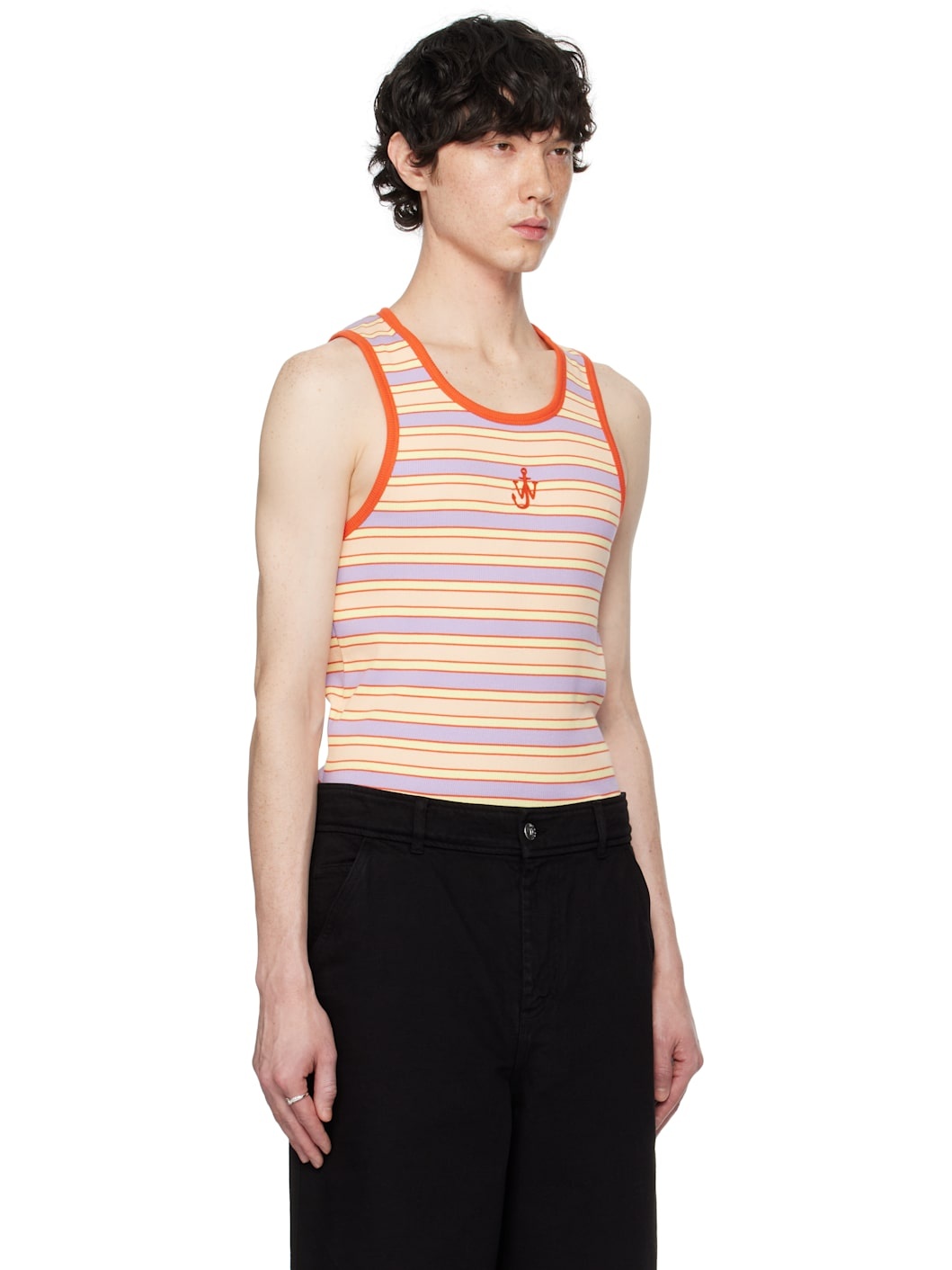 Multicolor Contrast Trim Striped Tank Top - 2