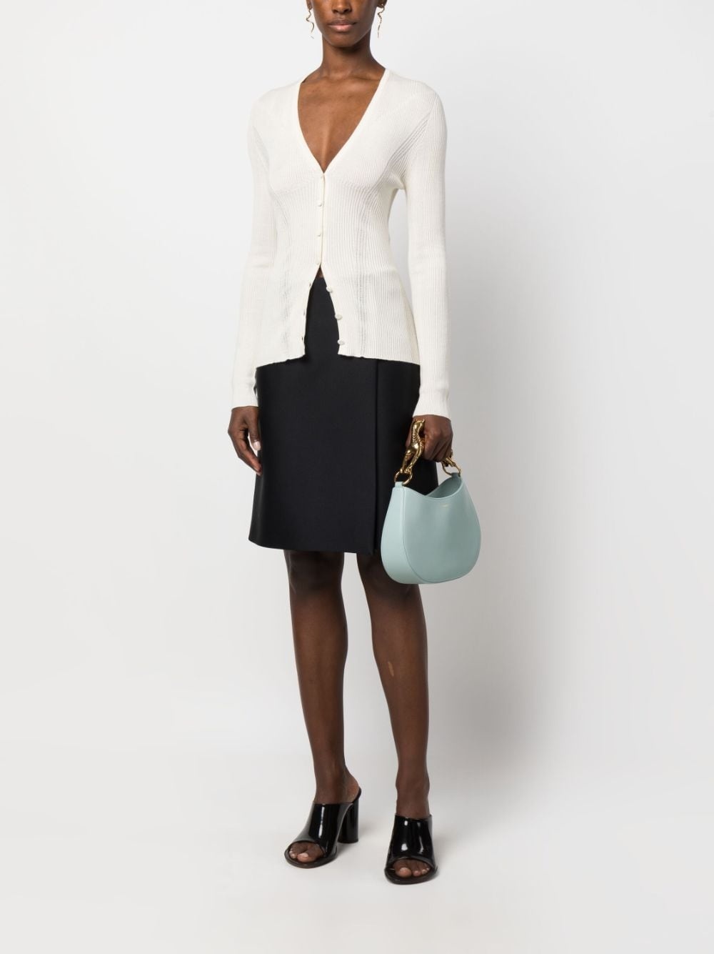 ribbed V-neck cardigan - 2