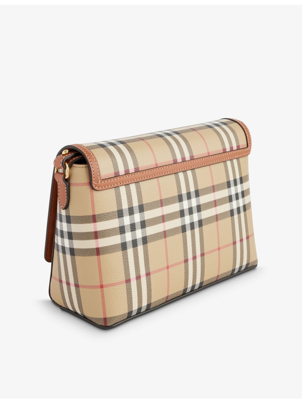 Check-print flap-front woven-blend cross-body bag - 4