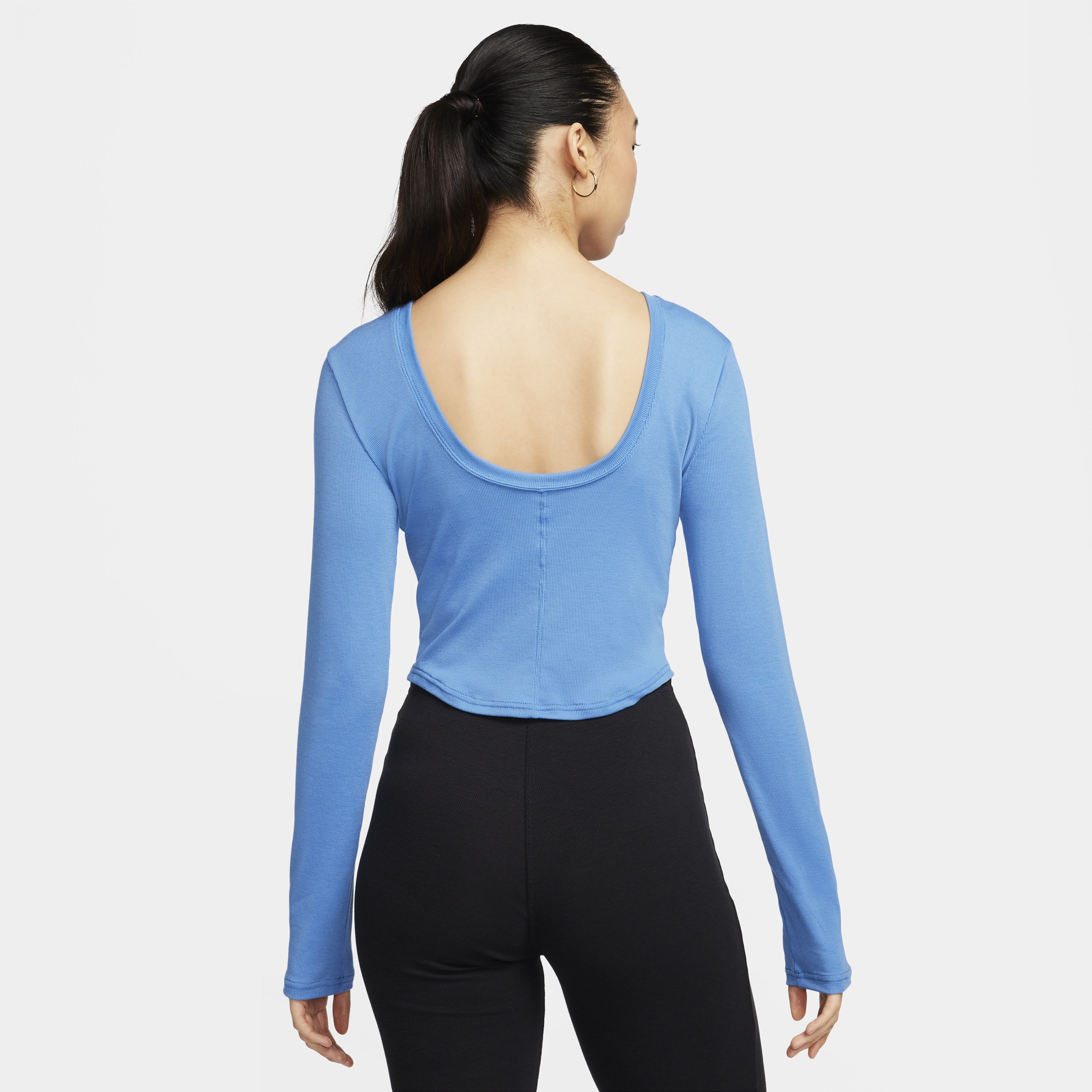 Women's Nike Sportswear Chill Knit Tight Scoop-Back Long-Sleeve Mini-Rib Top - 2