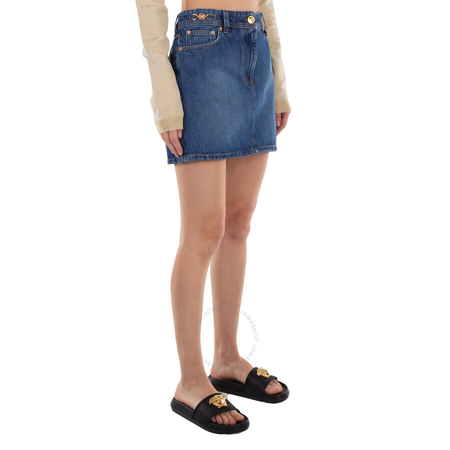 Versace Medusa 95 Cotton Denim Mini Skirt - 4