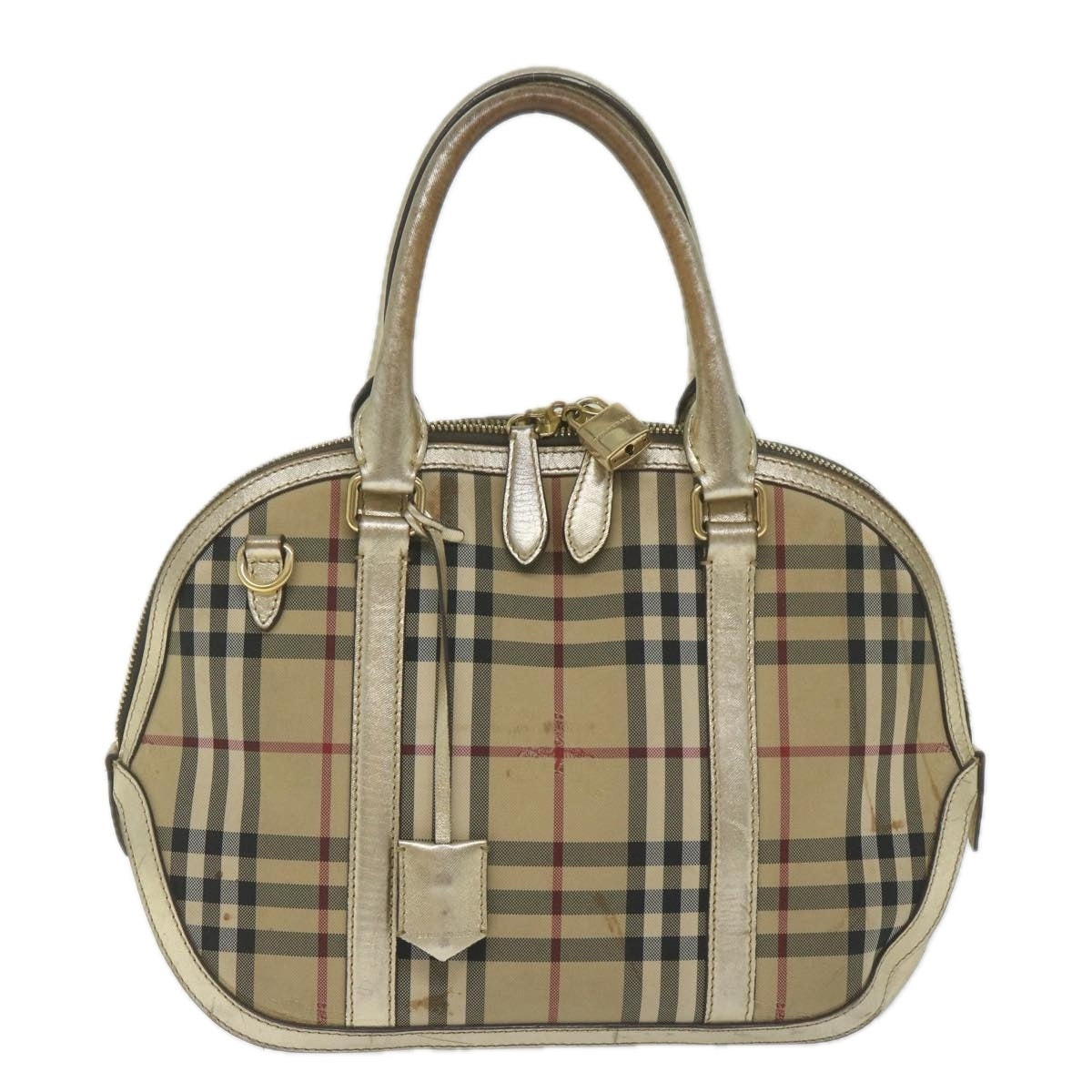 Burberry Nova Check Hand Bag Nylon Canvas Beige - 13