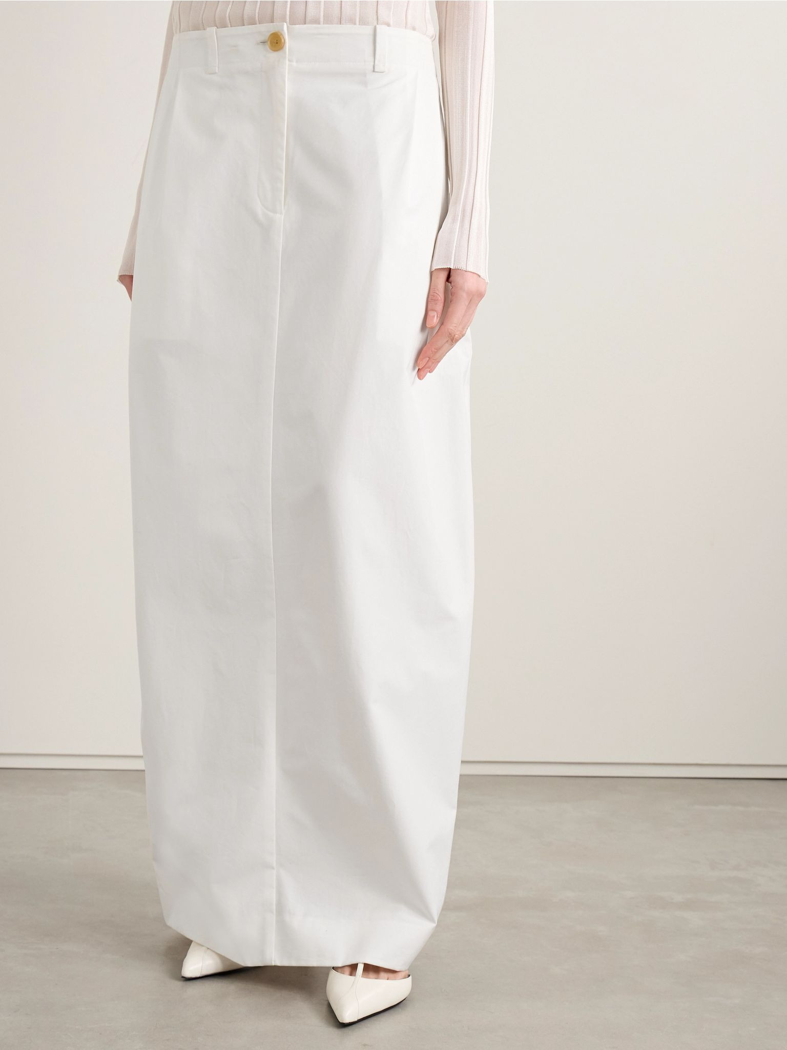 Lucian pleated cotton-poplin maxi skirt White - 3