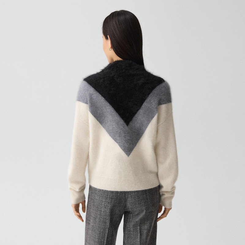 Chevron Turtleneck Sweater in Airy Cashmere 4