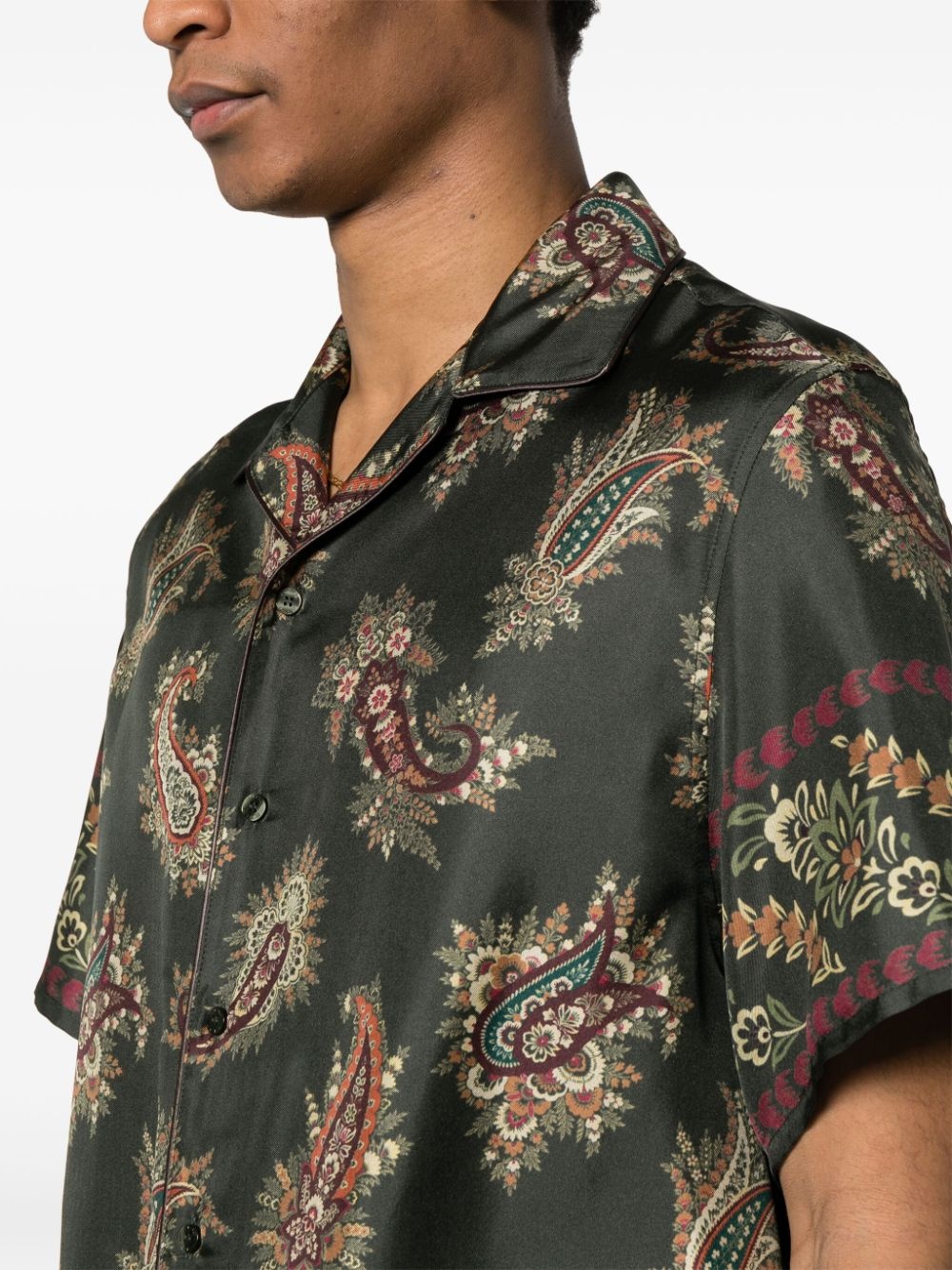 Paisley-print silk-satin shirt - 5