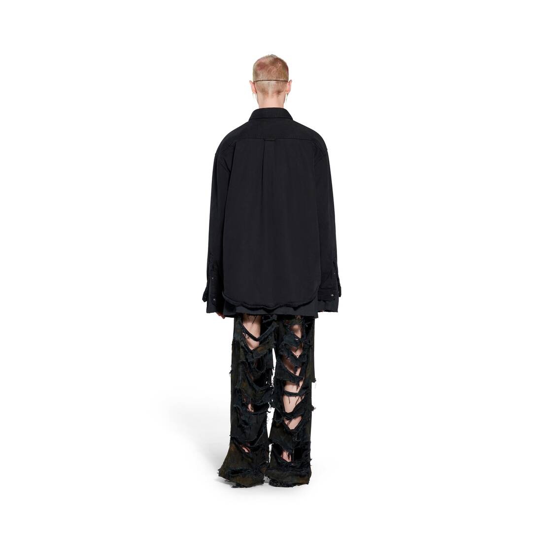 Men's Balenciaga Padded Shirt Large Fit in Black - 4