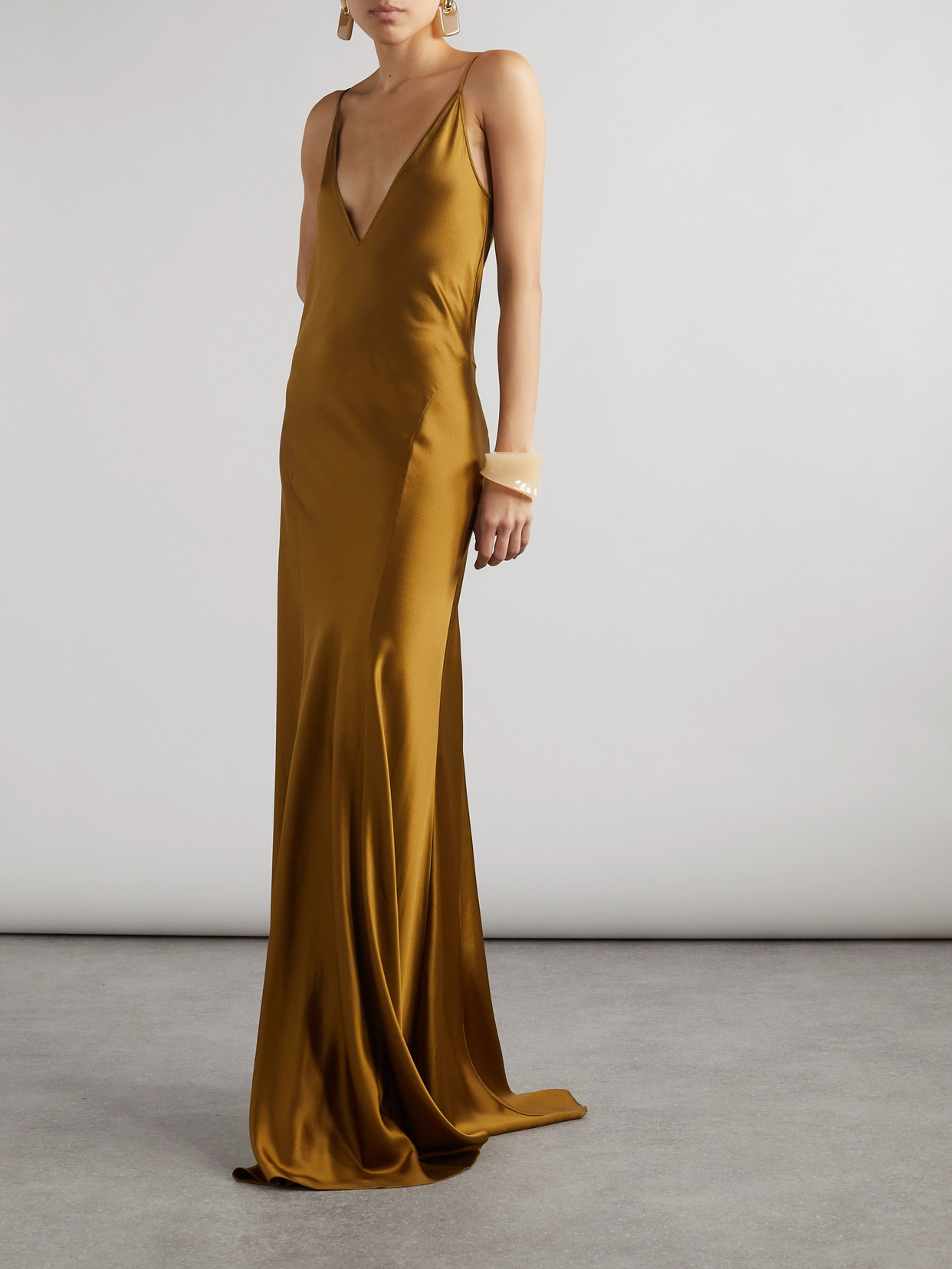 Open-back Paneled Silk-satin Gown - 2