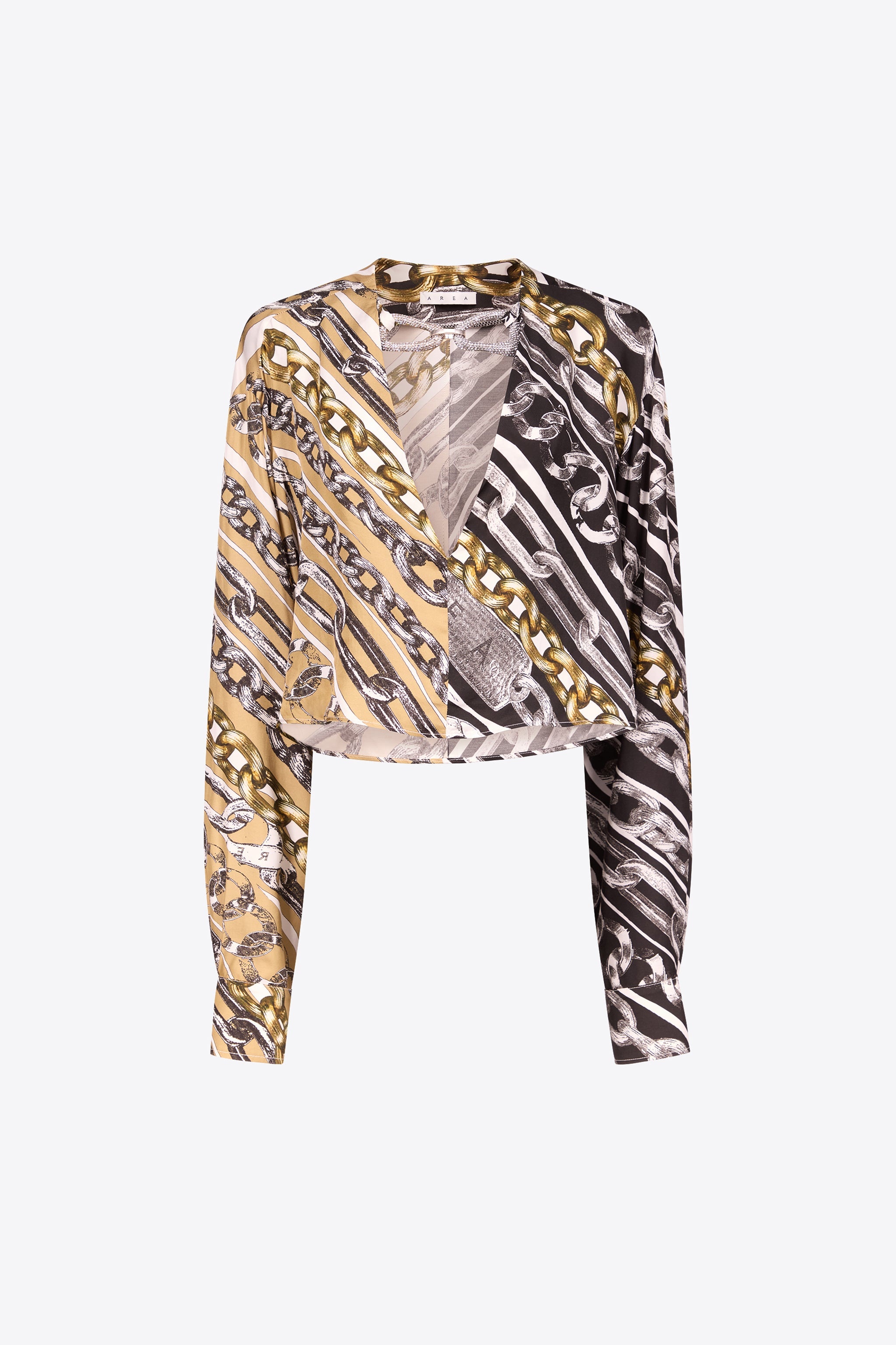 CHAIN PRINTED CRYSTAL LINK BLOUSE - 1