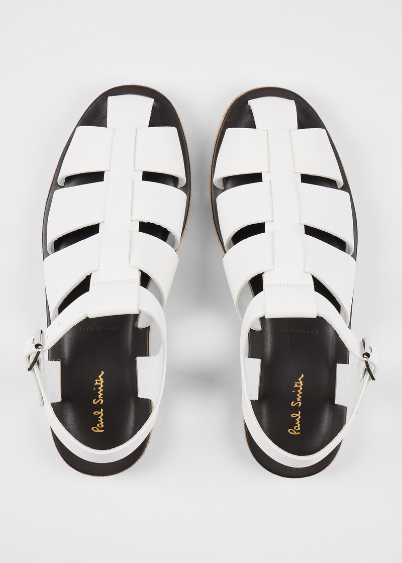 White Leather 'Sandoval' Fisherman Sandals 5